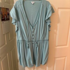 Sky Blue Ruffle Sleeve Blouse